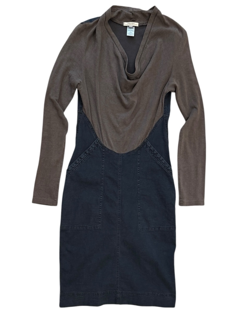 Prairie Underground Denim Day Cowl Neck Long Sleeve Dress